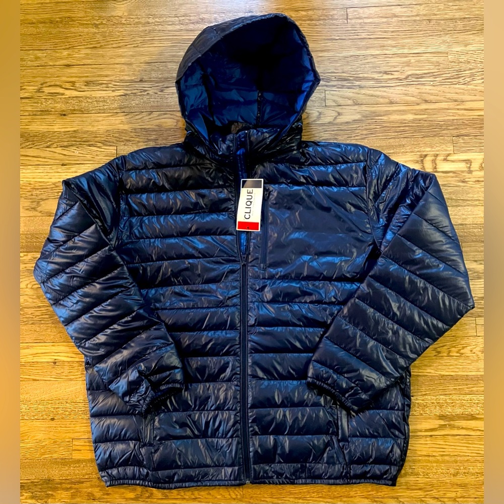 Clique Lightweight Puffer Jacket Hood Navy Blue XL